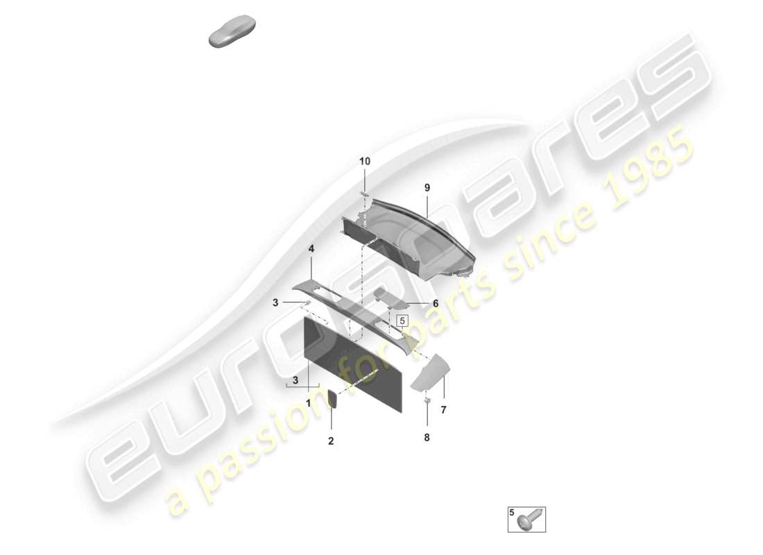 porsche 2020 (992-1 turbo / s) diagrama de piezas de los embellecedores traseros