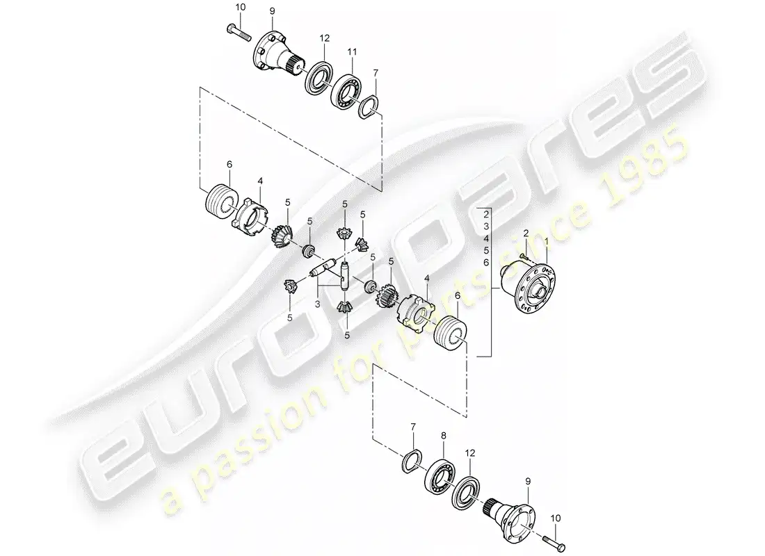 porsche 2008 (997-1 gt3) diferencial de deslizamiento limitado diagrama de piezas