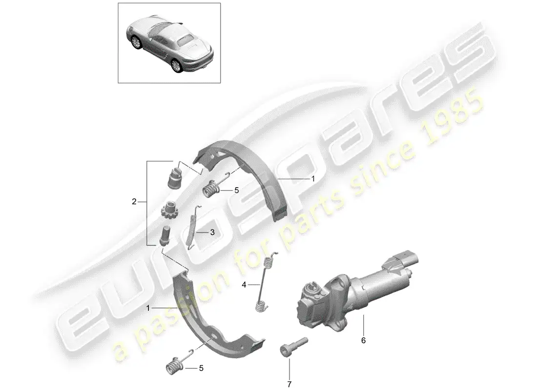 porsche 2018 (718 boxster) parking brake diagrama de piezas