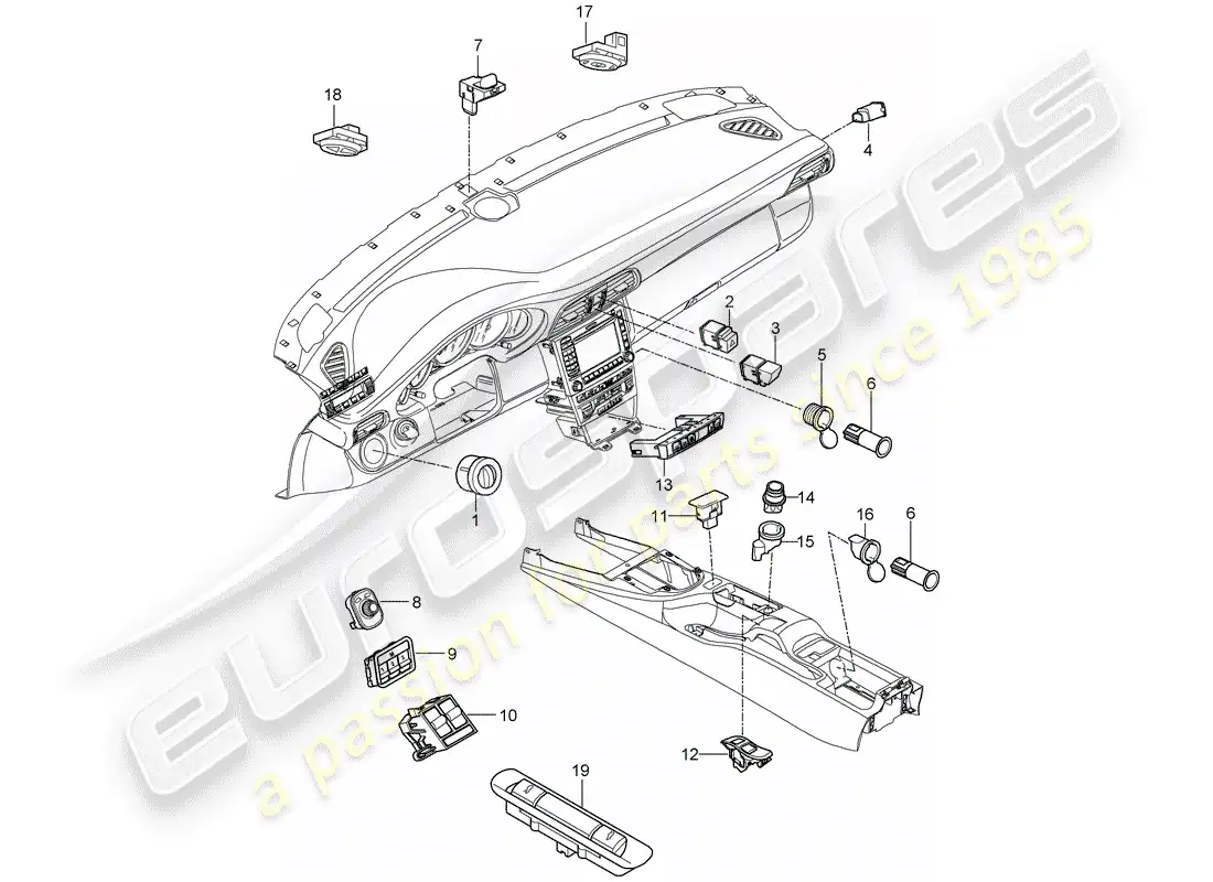 porsche 2011 (997-2) switch diagrama de piezas