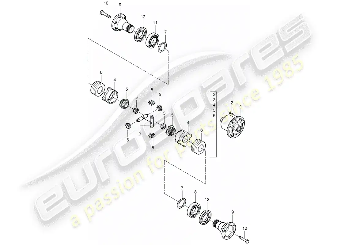porsche 2008 (997-1 gt3) diferencial de deslizamiento limitado diagrama de piezas
