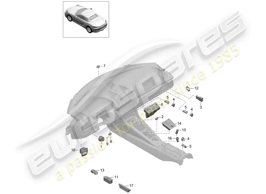 porsche 2018 (718 boxster) switch diagrama de piezas