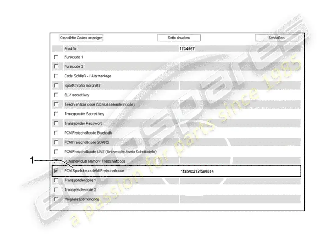 porsche 1989 (tequipment) software diagrama de piezas