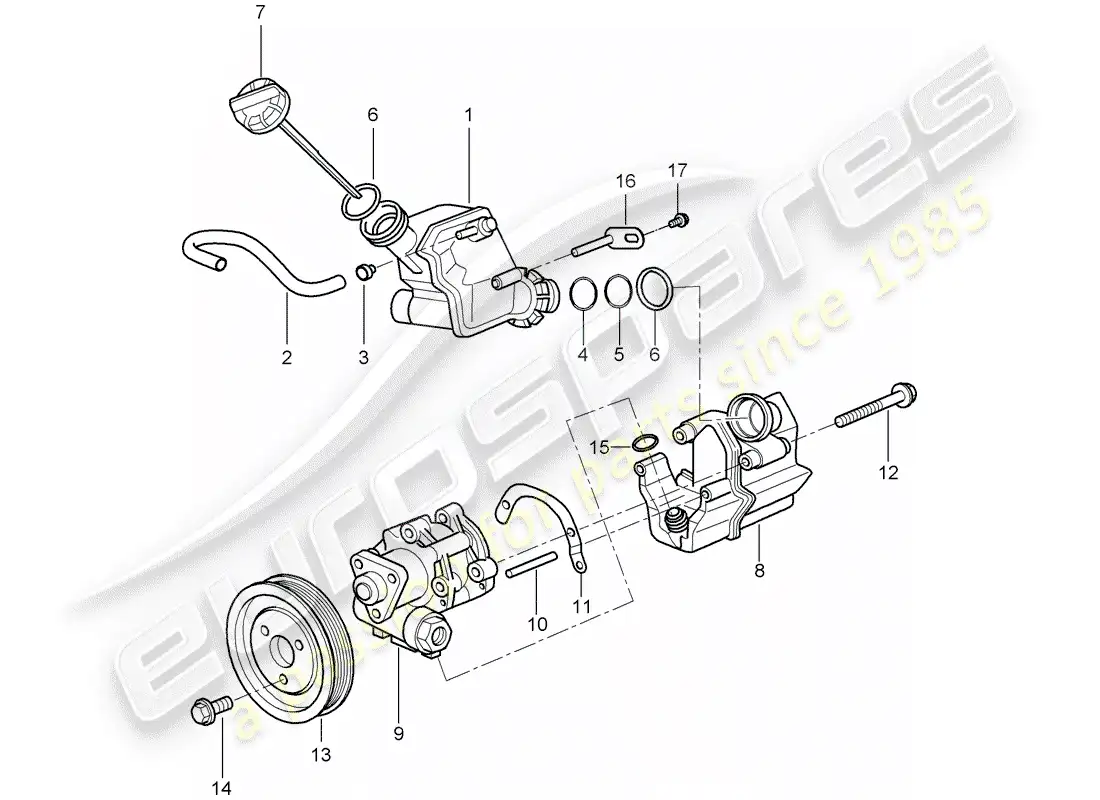 porsche 1998 (996) dirección asistida - bomba de dirección asistida - para dirección asistida - contenedor diagrama de piezas