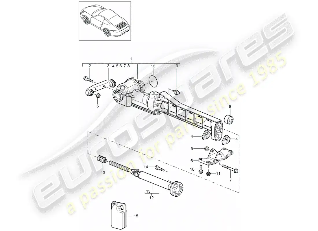 porsche 2011 (997-2) diferencial del eje delantero diagrama de piezas