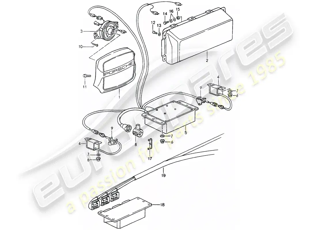 porsche 1992 (964) bolsa de aire diagrama de piezas