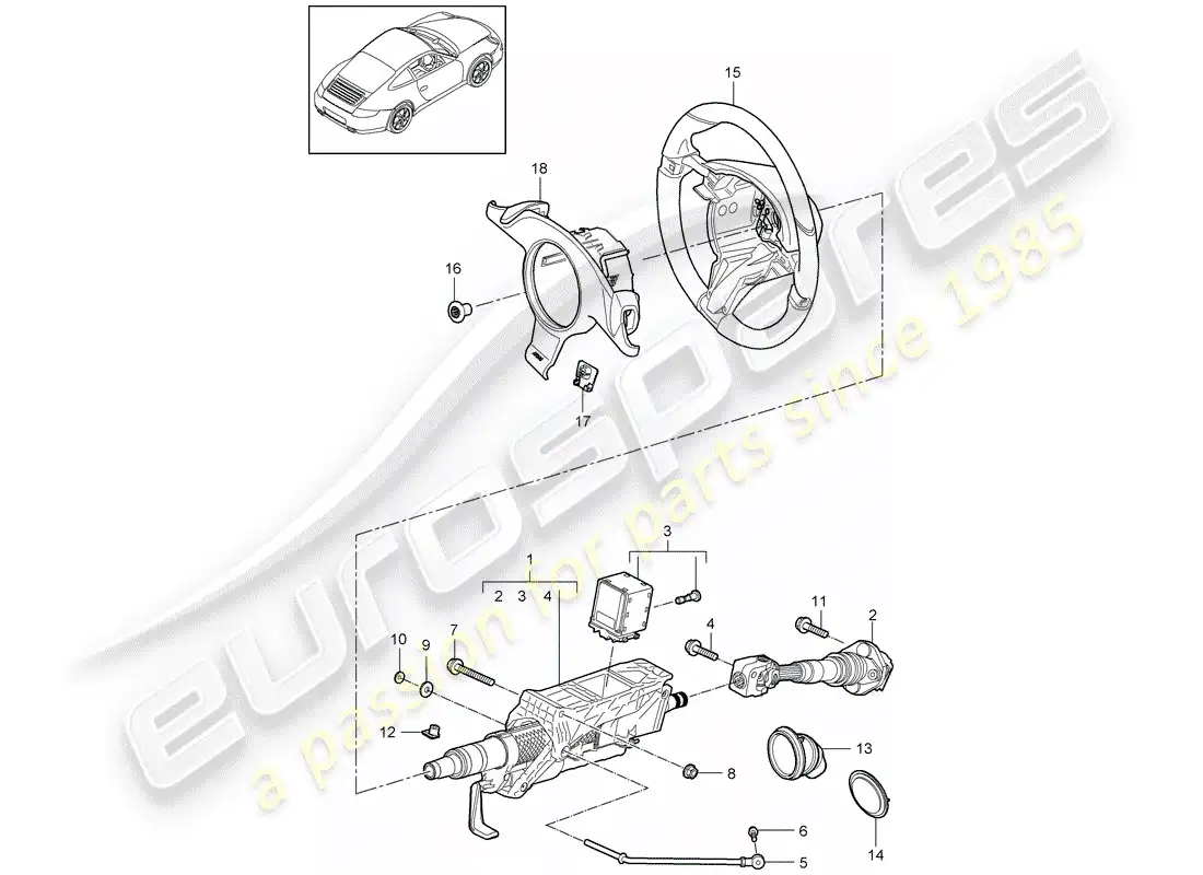 porsche 2011 (997-2) tubo protector de dirección diagrama de piezas