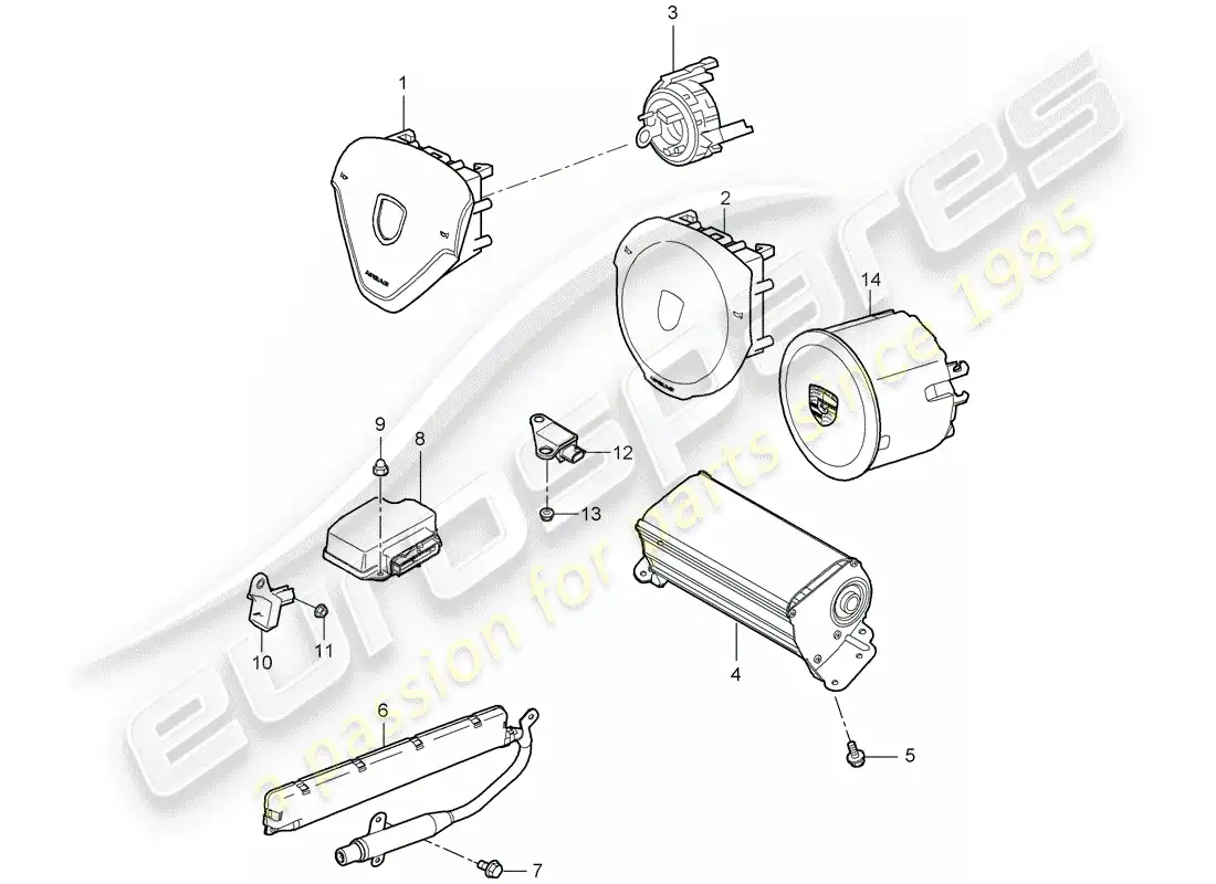 porsche 2009 (997-2) bolsa de aire diagrama de piezas