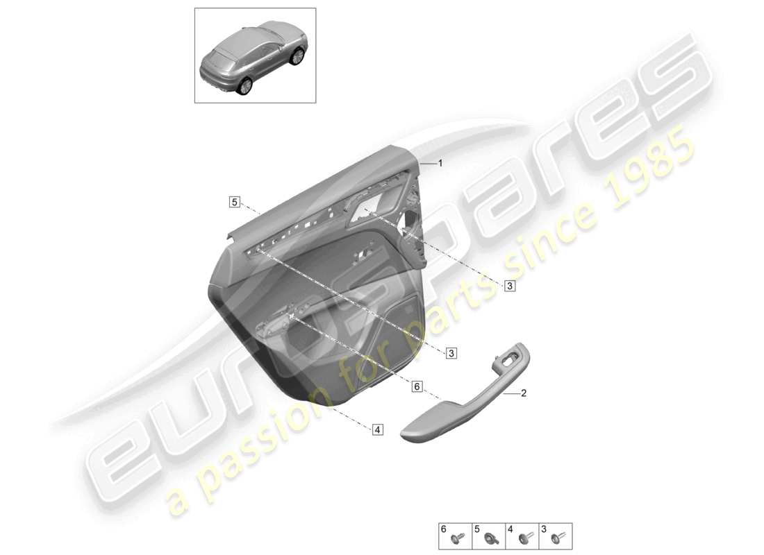 porsche 2021 (macan) paneles de revestimiento de puertas puertas traseras para vehículos con tapizado de cuero iluminación interior diagrama de piezas básico