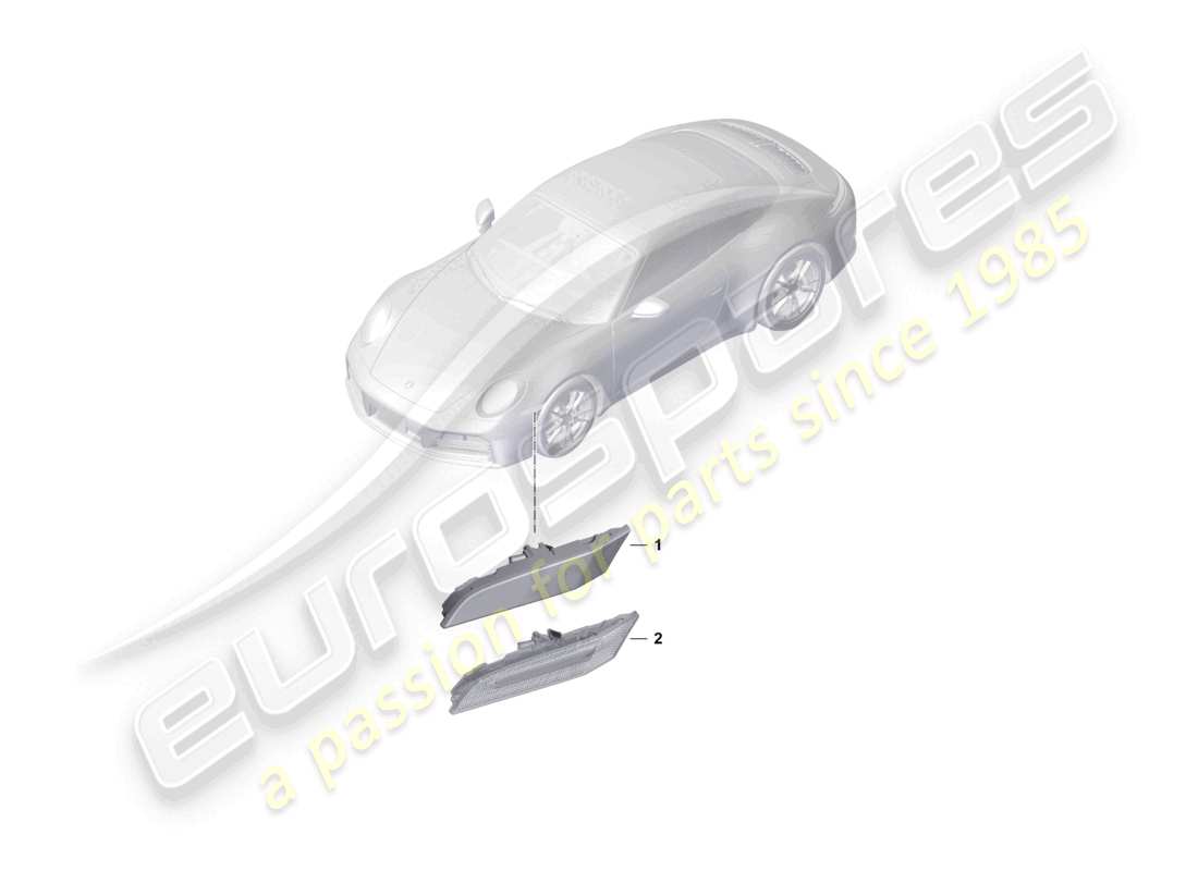 porsche 2025 (992-2) diagrama de piezas de la luz de posición lateral del repetidor de señal de giro