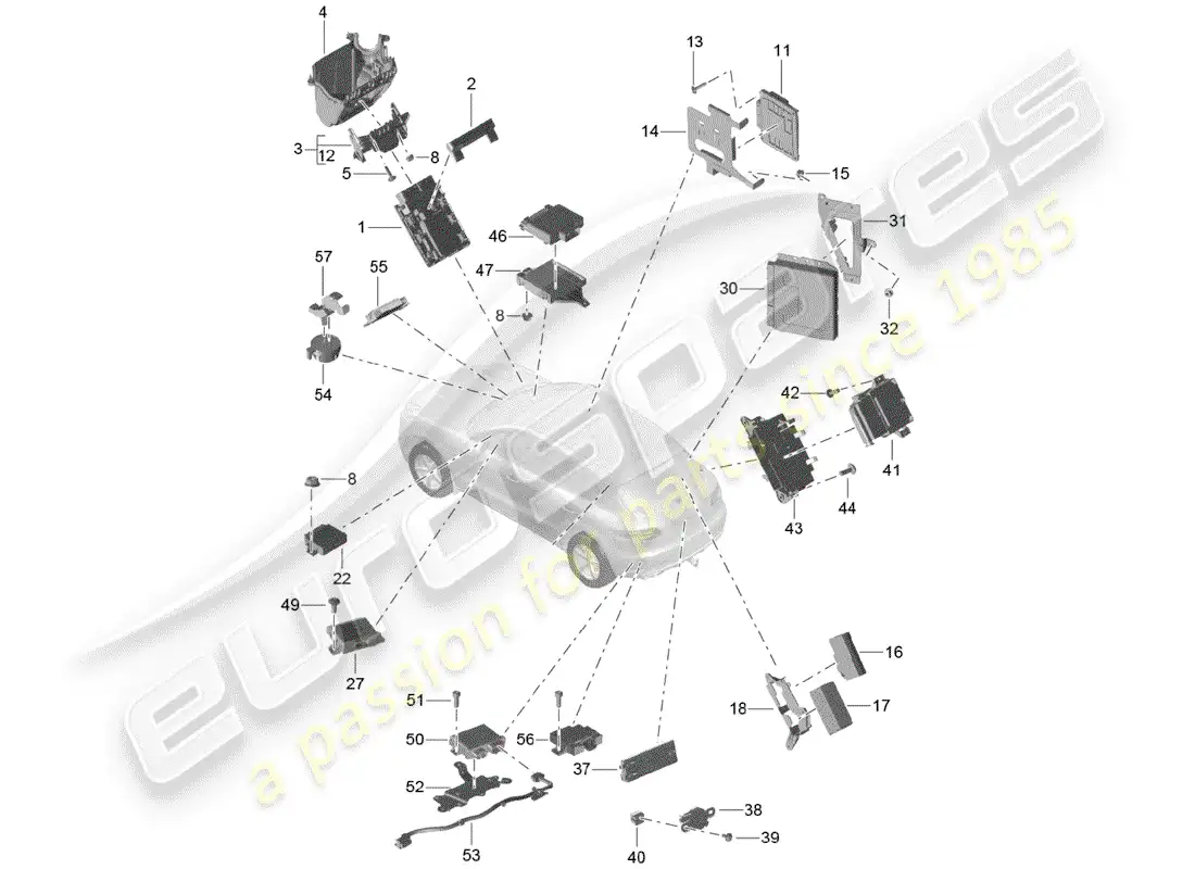 porsche 2015 (macan) unidades de control diagrama de piezas
