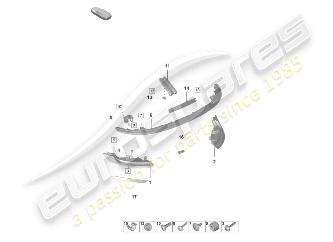 porsche 2021 (992-1) luz trasera luz de freno adicional luz de matrícula diagrama de piezas