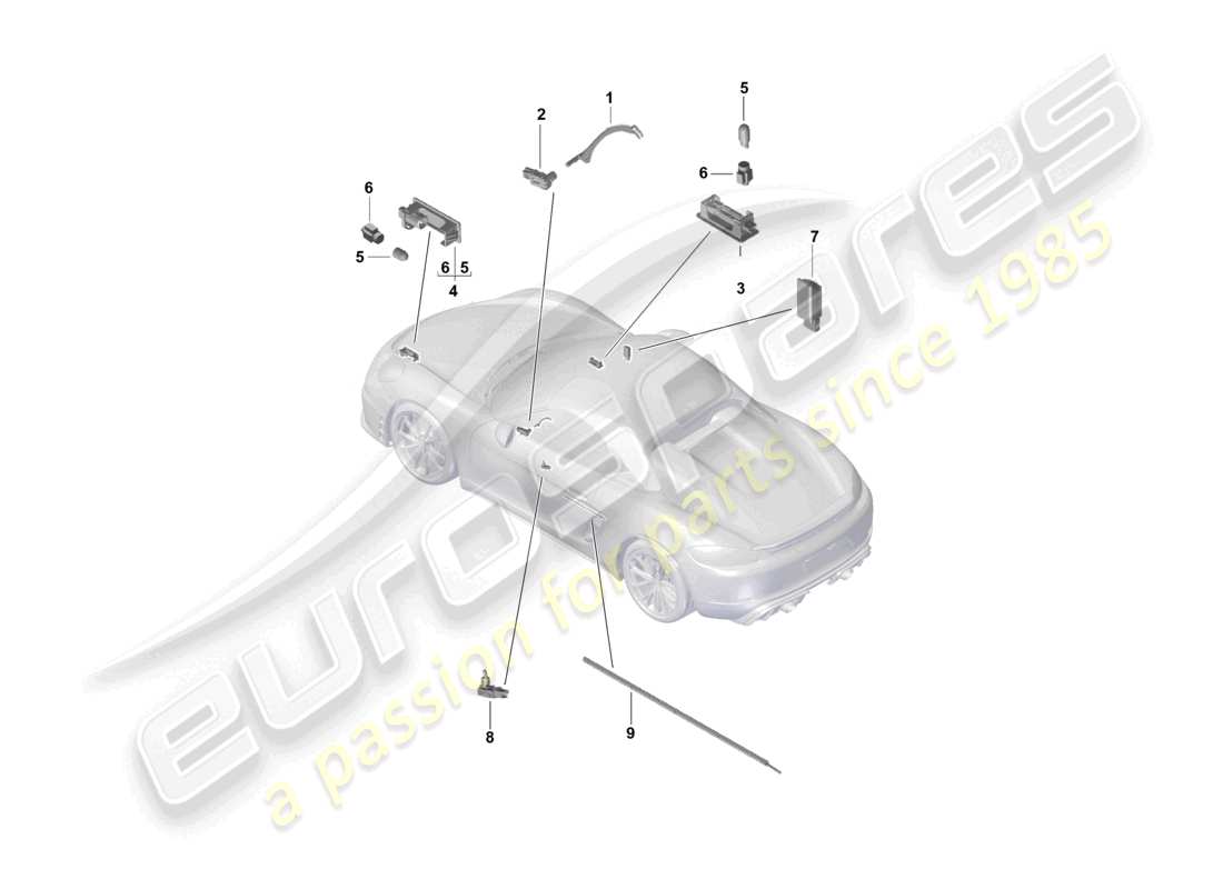 porsche 2021 (718 boxster spyder) luz interior luz de advertencia de la puerta fussraumleuchte lámpara del maletero luz de la guantera luz espejo exterior diagrama de piezas