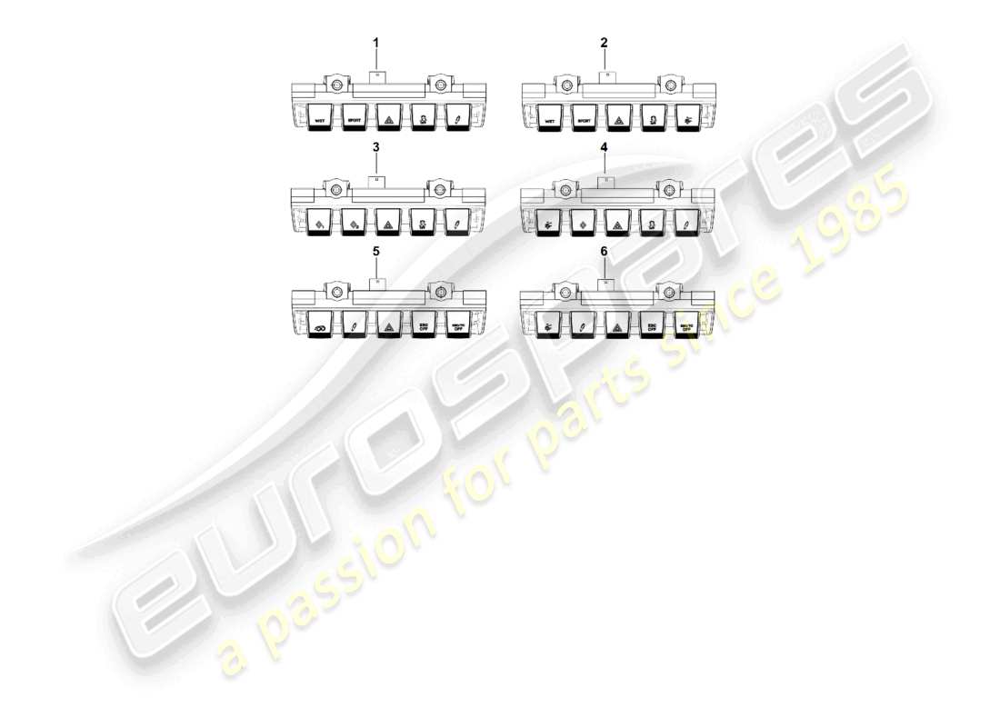porsche 2024 (992-2 gt3/rs/st) panel de control del módulo de conmutación diagrama de piezas