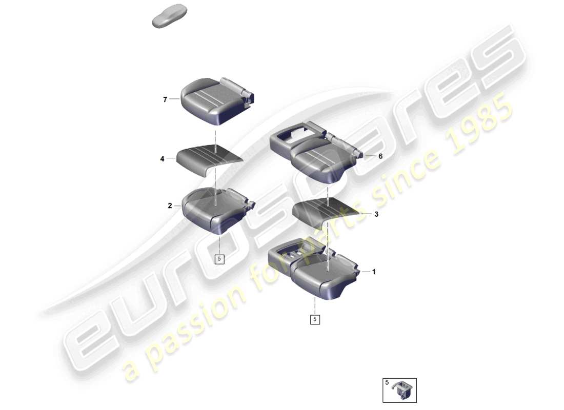 porsche 2023 (cayenne e3 pa) pieza de espuma cojín del asiento trasero funda del asiento diagrama de piezas