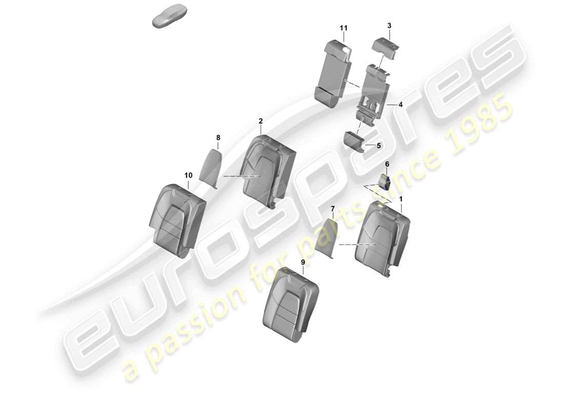 porsche 2024 (cayenne e3 pa) parte trasera de espuma respaldo del asiento trasero funda del respaldo diagrama de piezas
