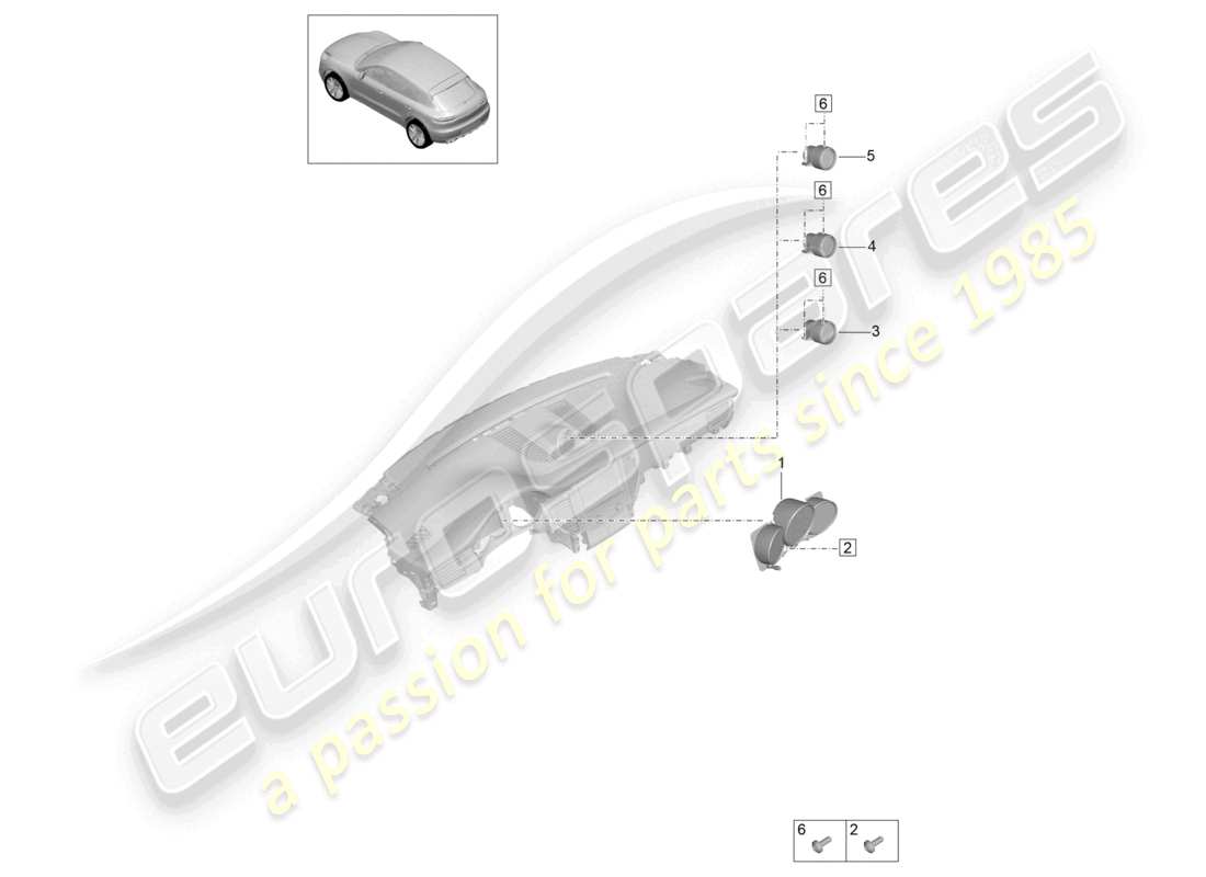 porsche 2021 (macan) diagrama de piezas del cronómetro y la brújula del reloj carrera mojave rojo y blanco con esfera de instrumentos combinados