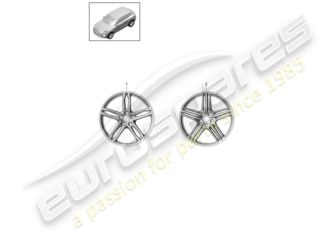 porsche 2021 (macan) llanta de aleación 19 diagrama de piezas