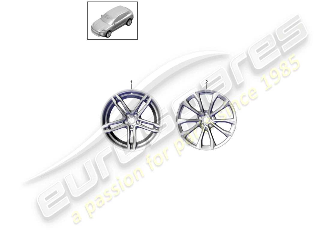 porsche 2021 (macan) llanta de aleación 19 para neumáticos de invierno diagrama de piezas