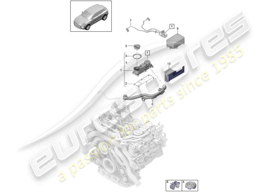 porsche 2021 (macan) diagrama de piezas del separador de aceite del bloque de cilindros