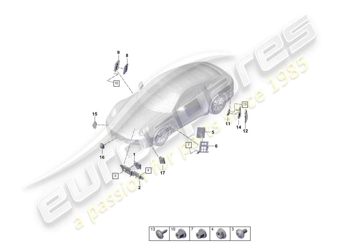 porsche 2024 (992-2) unidades de control unidad de control para sistemas de asistencia al conductor unidad de control para gestión térmica unidad de control (bcm) para sistema de conversión y fuente de alimentación ob unidad de control para asistencia de cambio de carril unidad de control para apertura de puerta de garaje unidad de control para detección de objetos diagrama de piezas