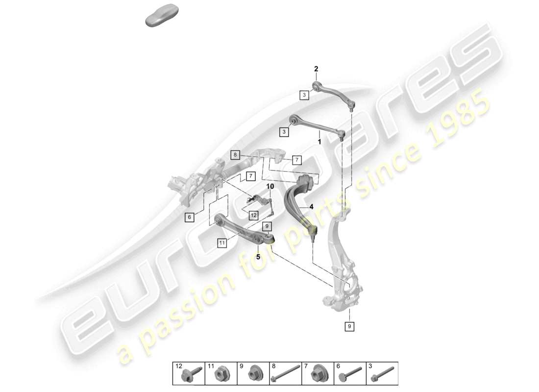 porsche 2023 (cayenne e3 pa) horquilla eje delantero diagrama de piezas