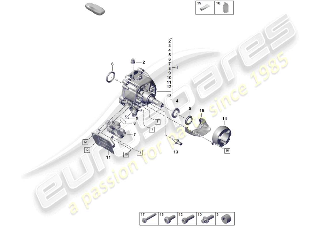 porsche 2025 (cayenne e3 pa) diagrama de piezas de la caja de transferencia lista para su instalación