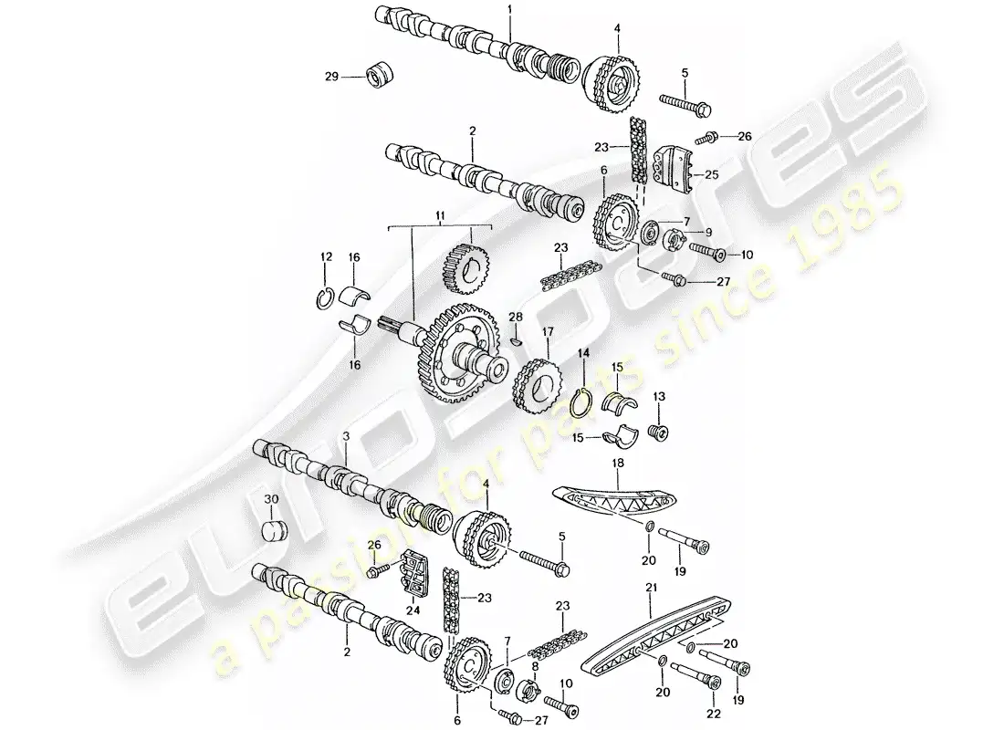 porsche 2004 (996 turbo / gt2) diagrama de piezas de control de válvula
