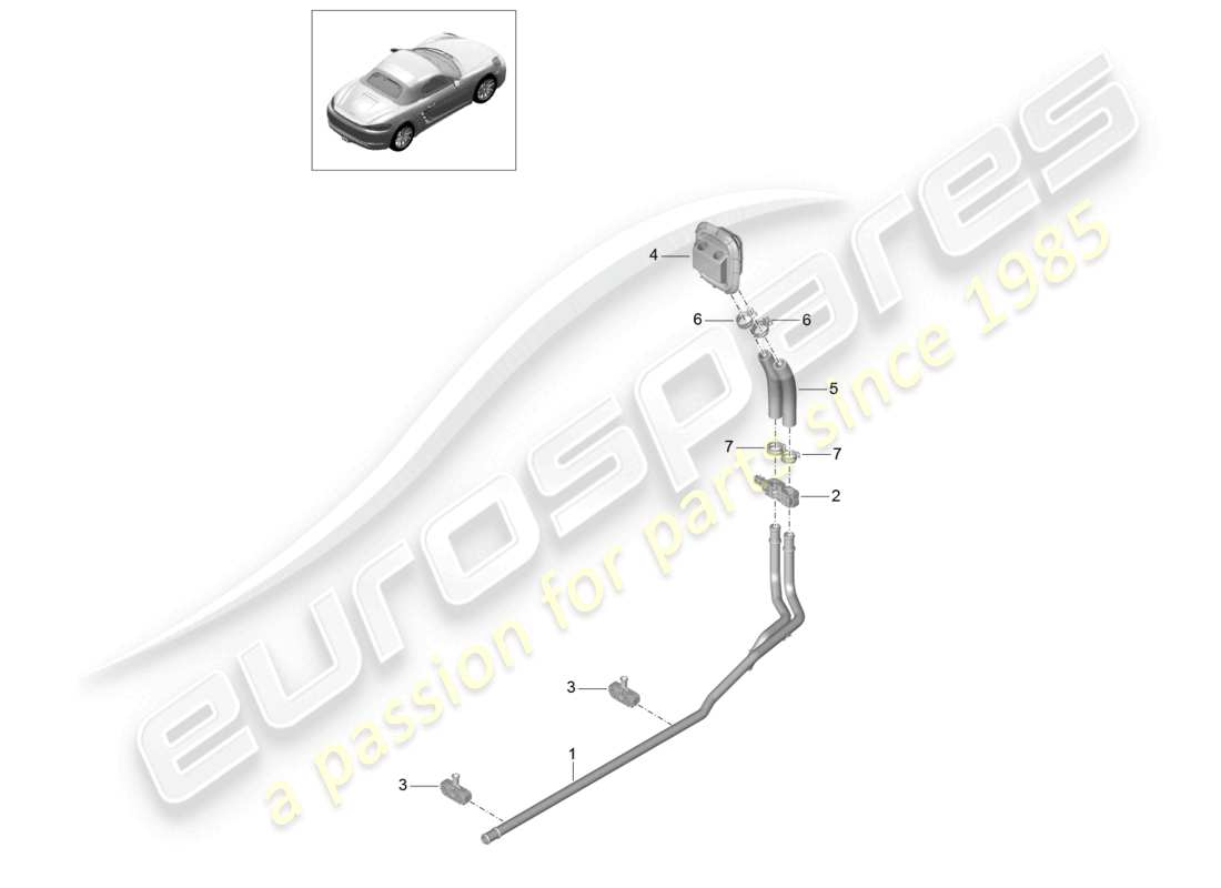 porsche 2021 (718 boxster) diagrama de piezas de la línea de retorno de la tubería de suministro del calentador