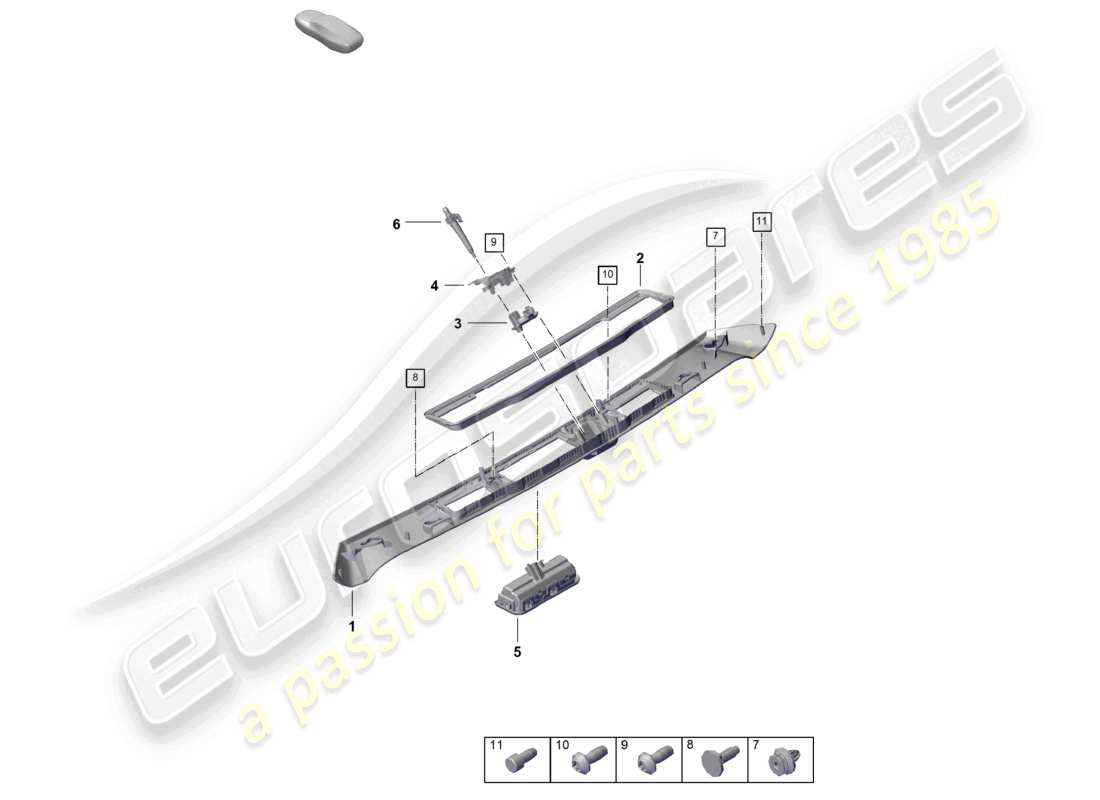 porsche 2024 (cayenne e3 pa) diagrama de piezas de la moldura de la empuñadura de la tapa trasera