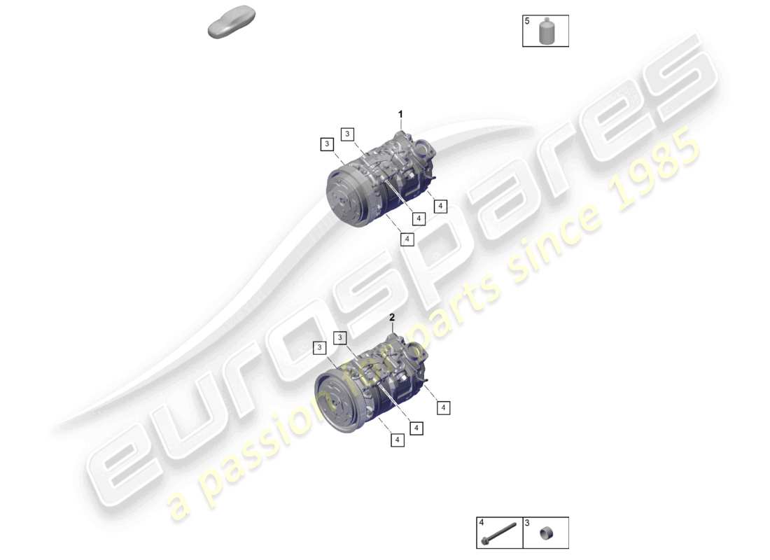 porsche 2023 (cayenne e3 pa) diagrama de piezas del compresor de a/c