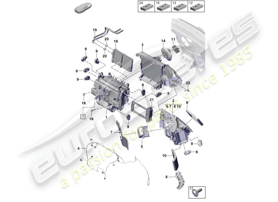 porsche 2023 (cayenne e3 pa) diagrama de piezas del sistema de aire acondicionado/calefacción