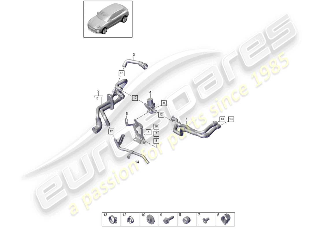 porsche 2021 (macan) calentador r4 2,0l caja de agua tfsi para modelos con calentador suplementario d - mj 2020 >> diagrama de piezas