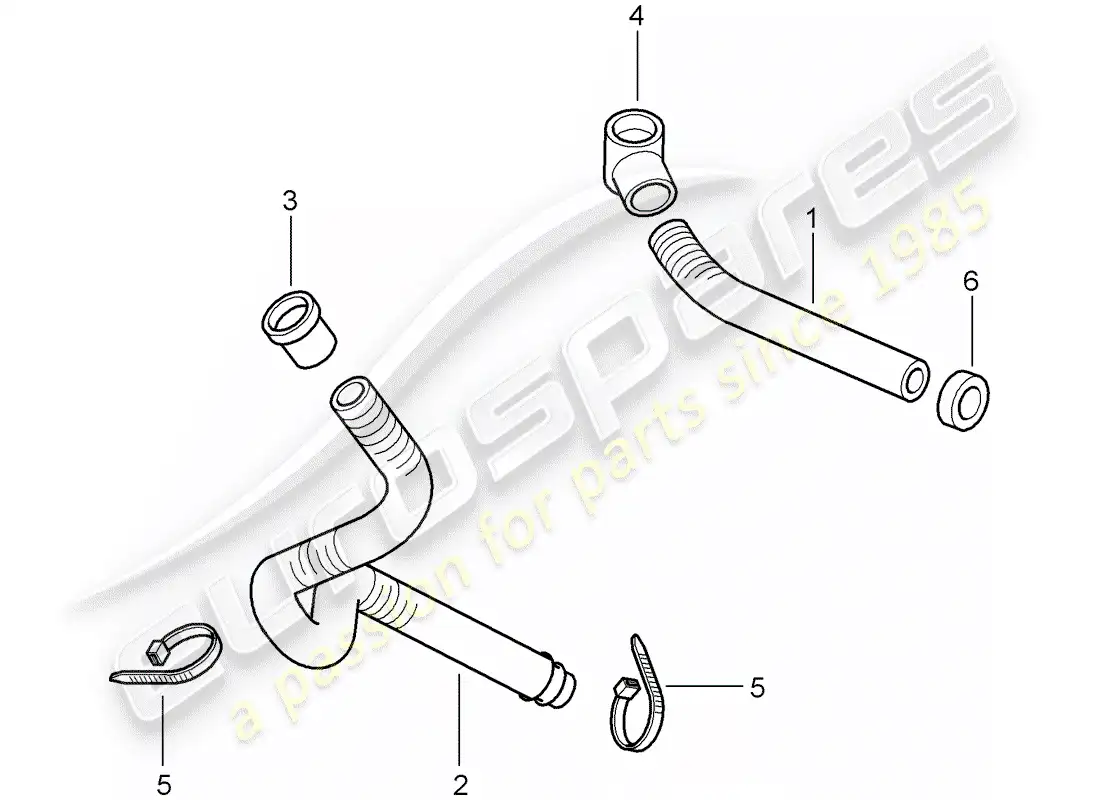 porsche 2004 (996 turbo / gt2) tubo de drenaje de agua - montaje - amortiguador de sonido - calentador - aire acondicionado diagrama de piezas