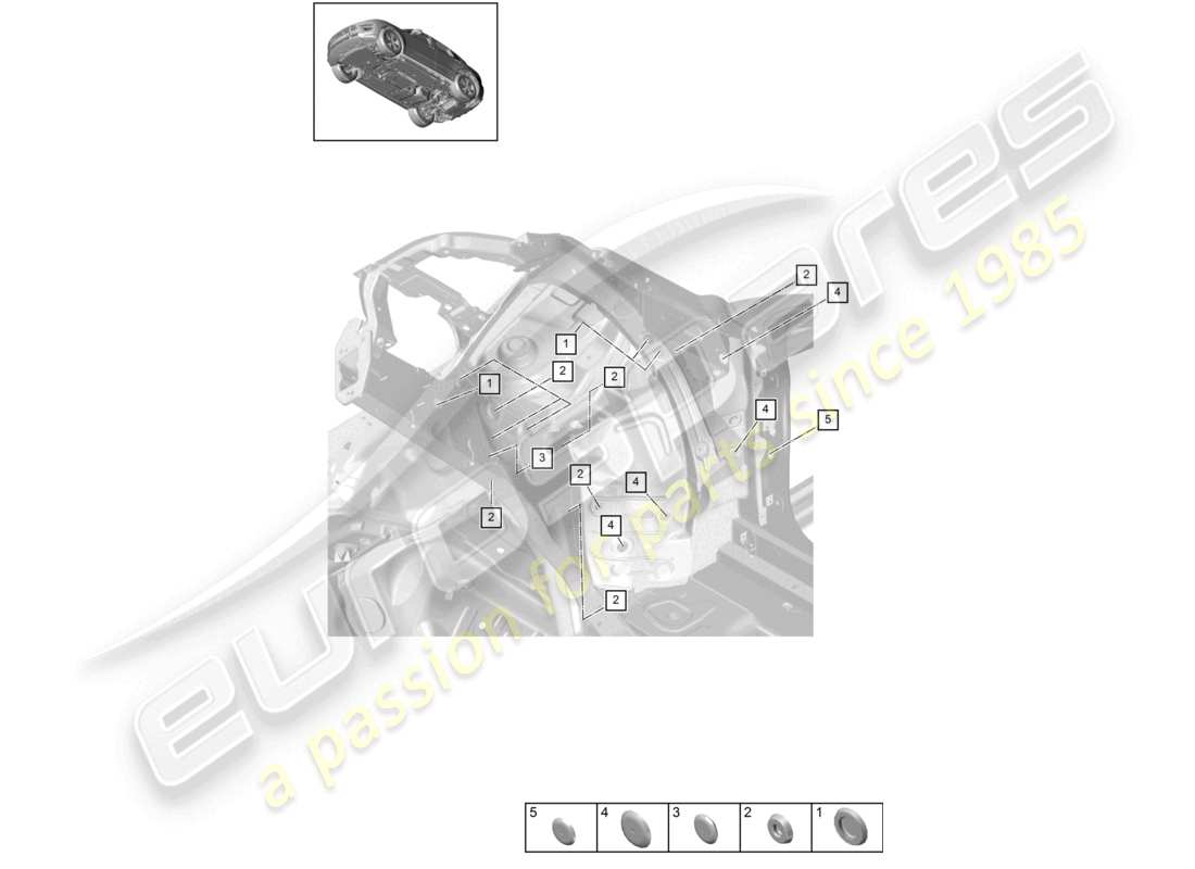 porsche 2021 (macan) tapones extremo delantero alojamiento de la rueda diagrama de piezas