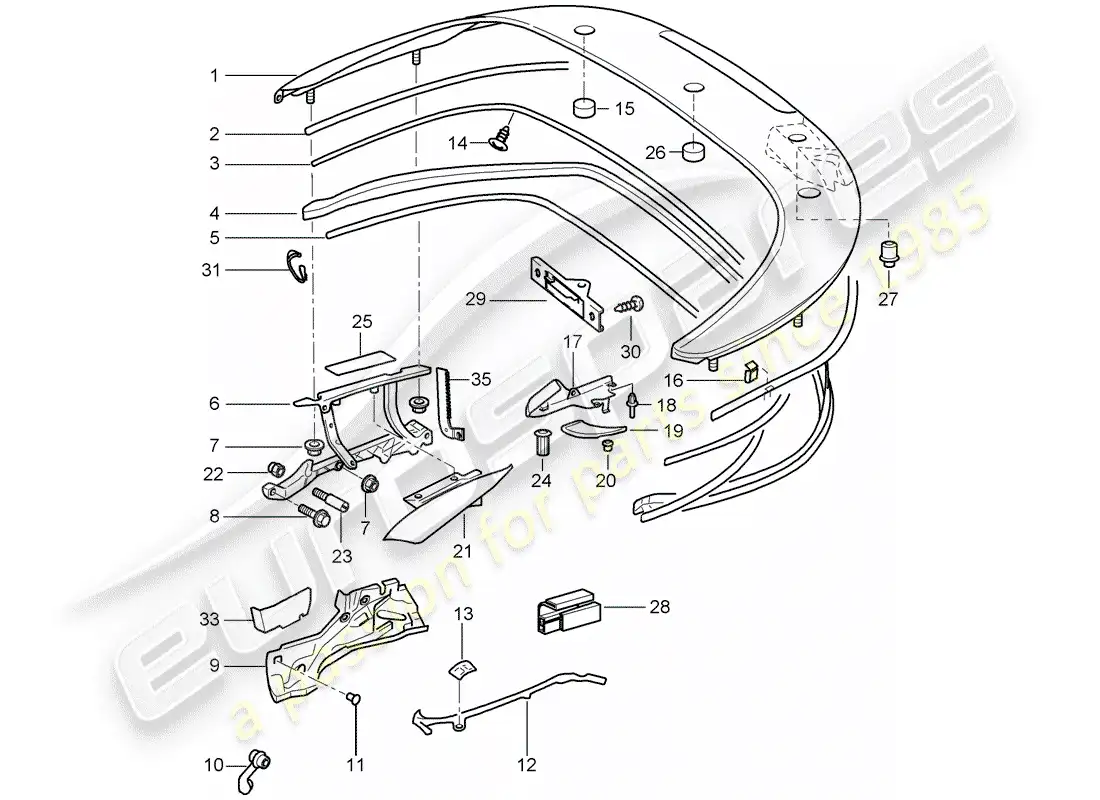 porsche 2005 (997-1) caja de almacenaje superior diagrama de piezas