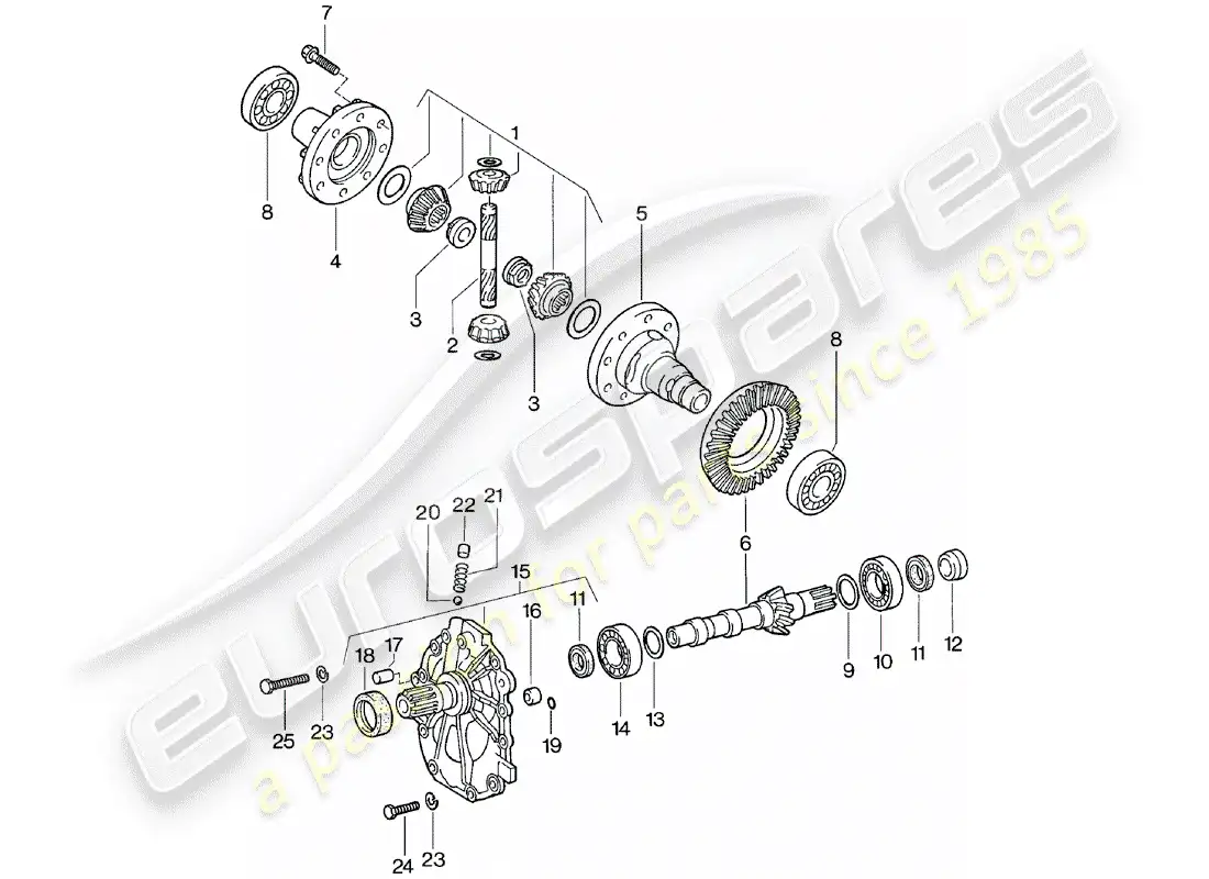 porsche 1983 (924) diferencial - transmisión automática diagrama de piezas