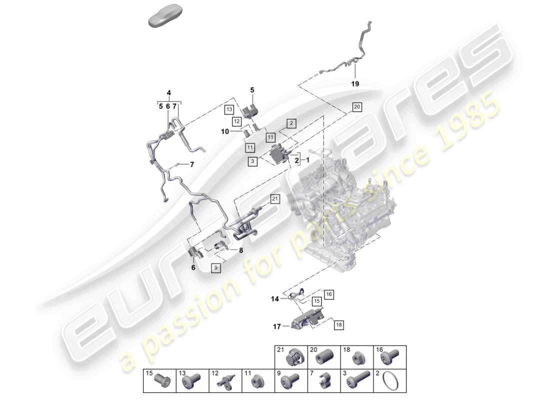porsche 2023 (cayenne e3 pa) diagrama de piezas de la bomba de vacío del sistema de vacío