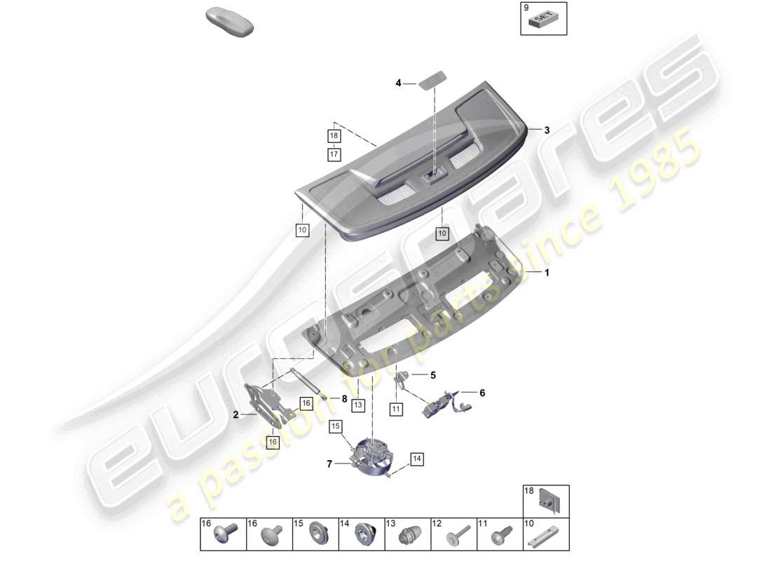 porsche 2026 (992-2 gt3/rs/st) portón trasero/tapa del maletero diagrama de piezas