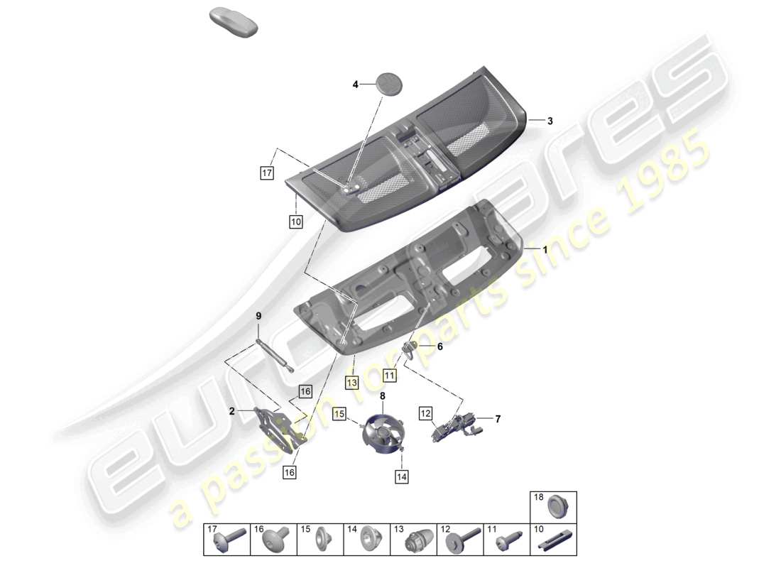 porsche 2026 (992-2 gt3/rs/st) portón trasero/tapa del maletero diagrama de piezas