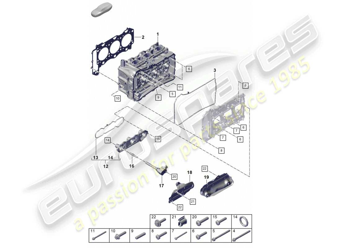 porsche 2021 (718 cayman gt4) culata junta de culata tapa de válvulas escudo térmico diagrama de piezas