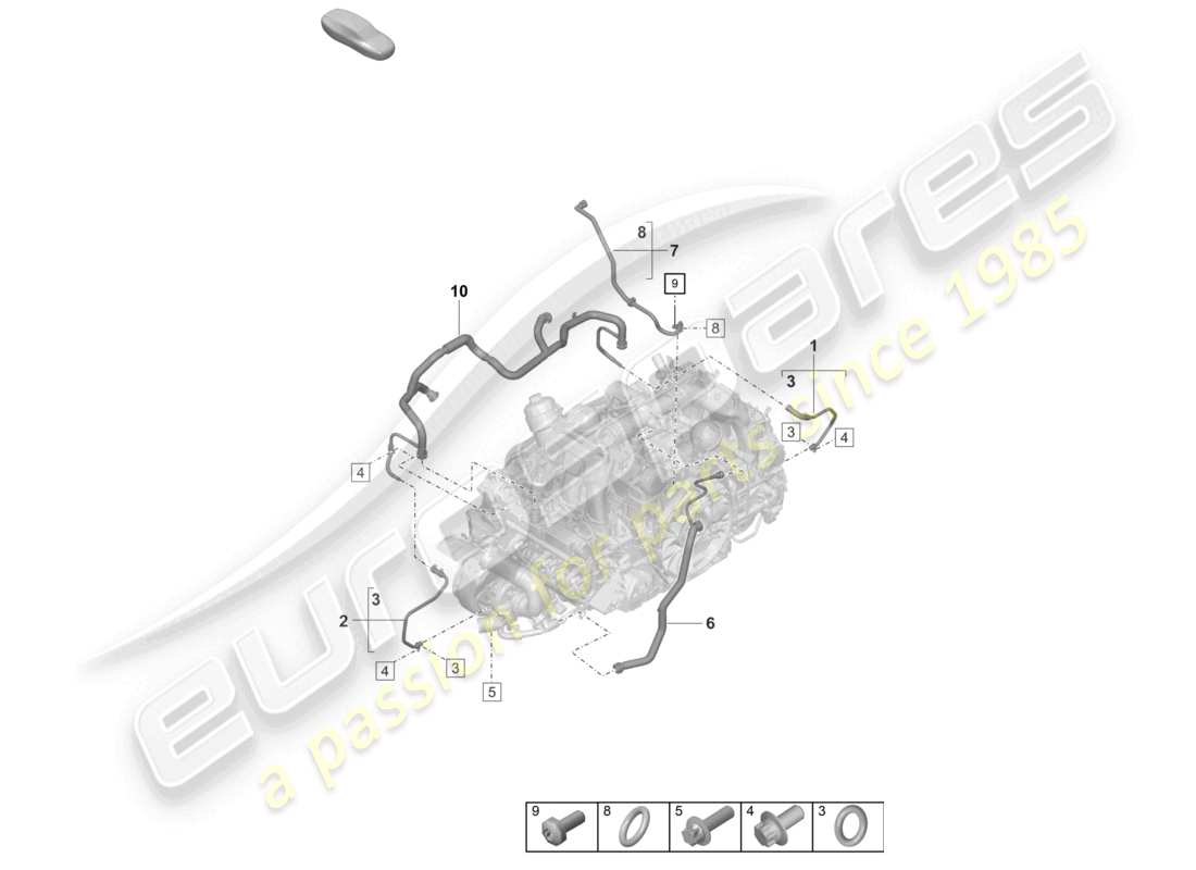 porsche 2024 (992-2 turbo / s) diagrama de piezas de la línea de ventilación del cárter