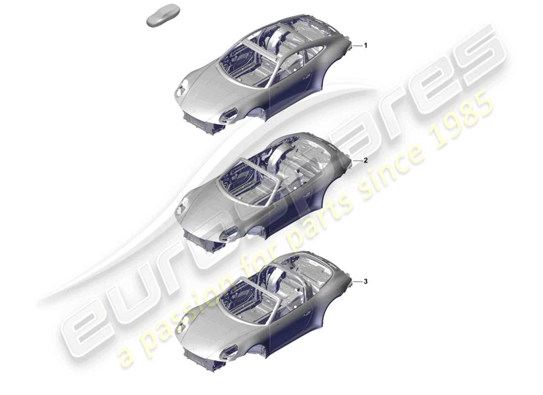 porsche 2024 (992-2) diagrama de piezas de la carrocería del coche