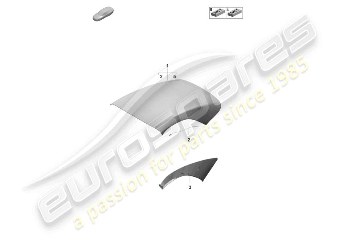 porsche 2024 (992-2) diagrama de piezas del revestimiento del techo lateral moldeado de la cubierta del techo convertible