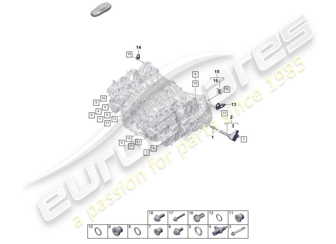 porsche 2024 (992-2) culata piezas individuales tapón de sellado sensores diagrama de piezas