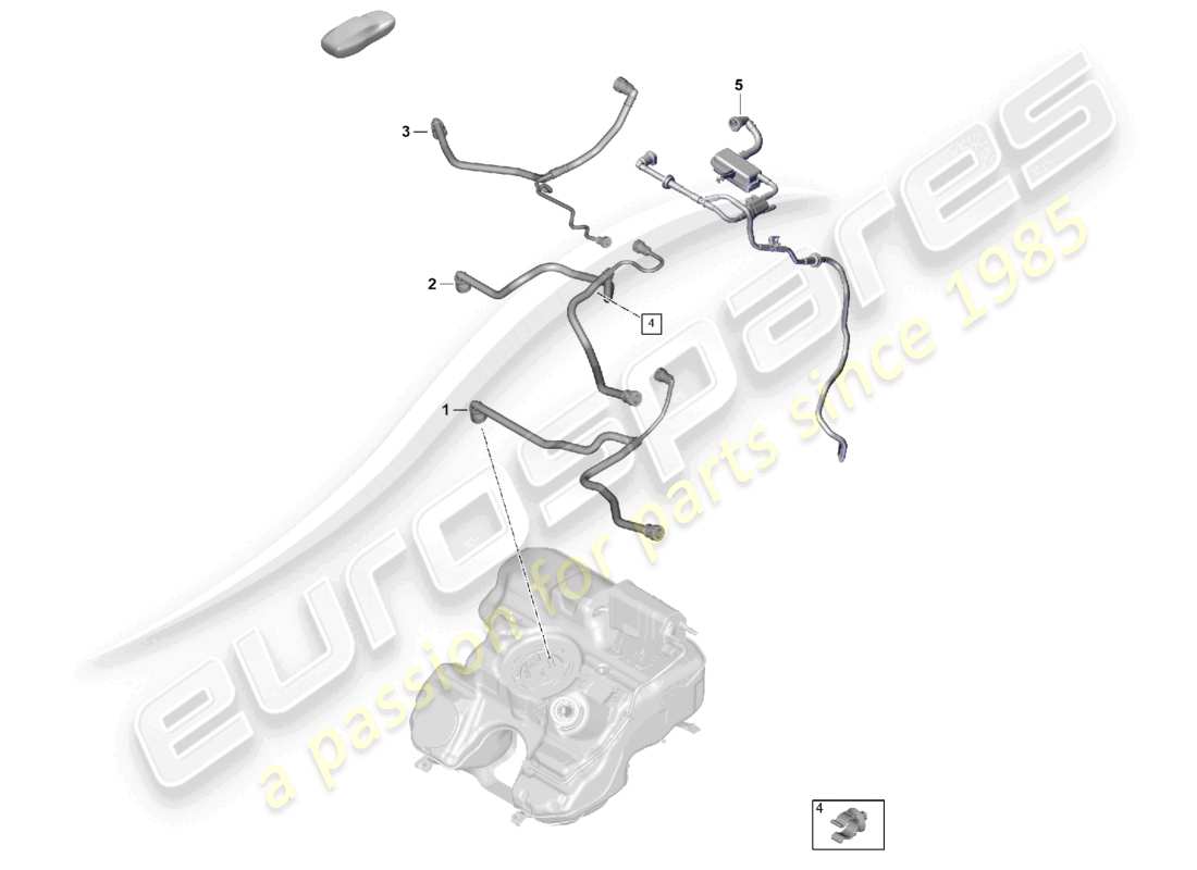 porsche 2024 (992-2) diagrama de piezas de ventilación del tanque de la línea de respiración