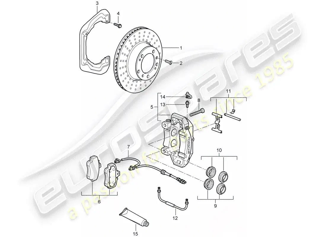 porsche 2006 (997-1) frenos de disco diagrama de piezas