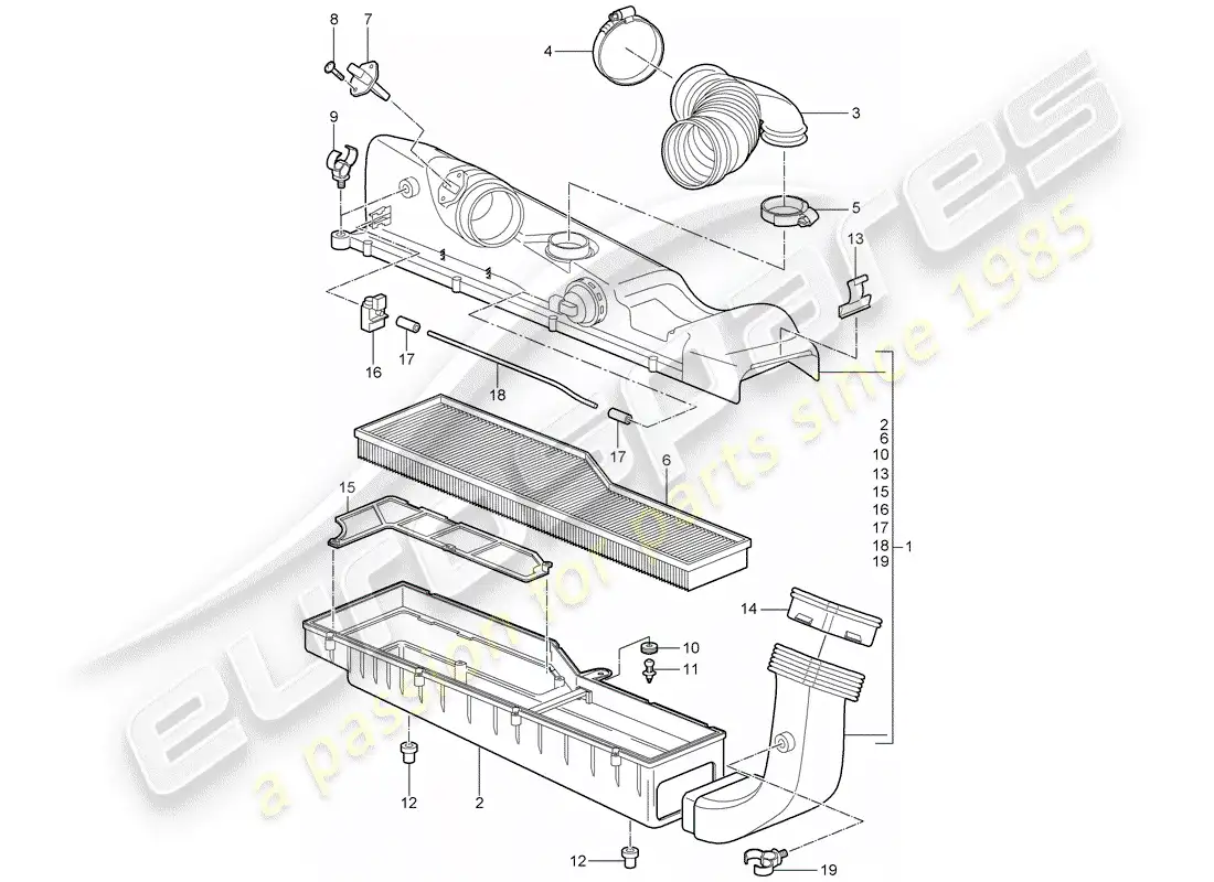 porsche 2008 (997-1) filtro de aire diagrama de piezas