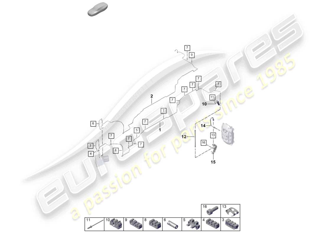 porsche 2023 (cayenne e3 pa) diagrama de piezas de la línea de freno de los bajos y del eje trasero