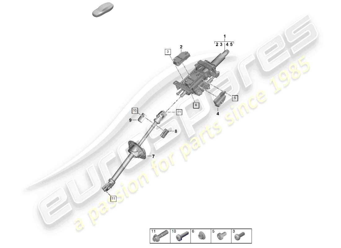 porsche 2025 (panamera 976) diagrama de piezas del eje de dirección intermedio de la columna de dirección